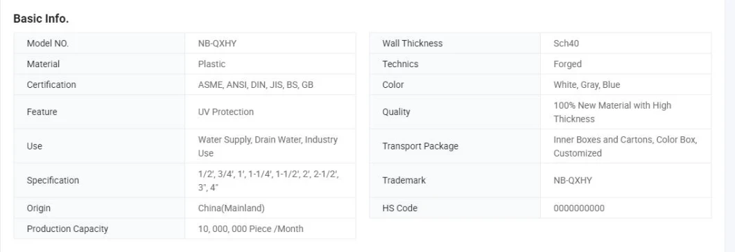 Sch40 Sch80 ASTM Plastic Plumping Fitting PVC UPVC CPVC Coupling Elbow Tee Pipe Fittings with Socket and Thread